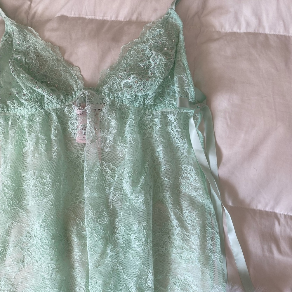 Victoria's Secret Light Green Lace Chemise